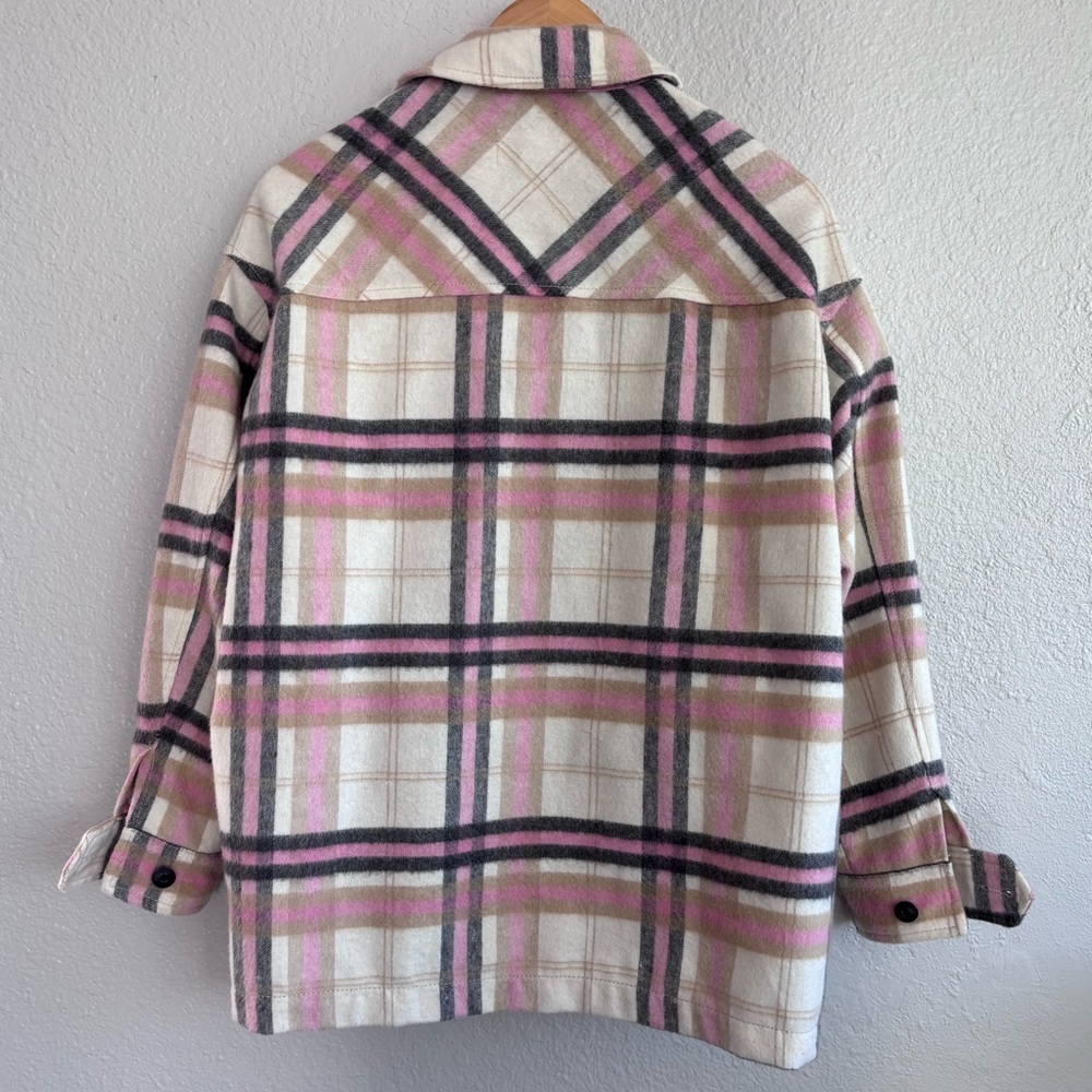 Zara Pastel Plaid Utility Jacket Shacket Oversized Size S - Picture 6 of 12